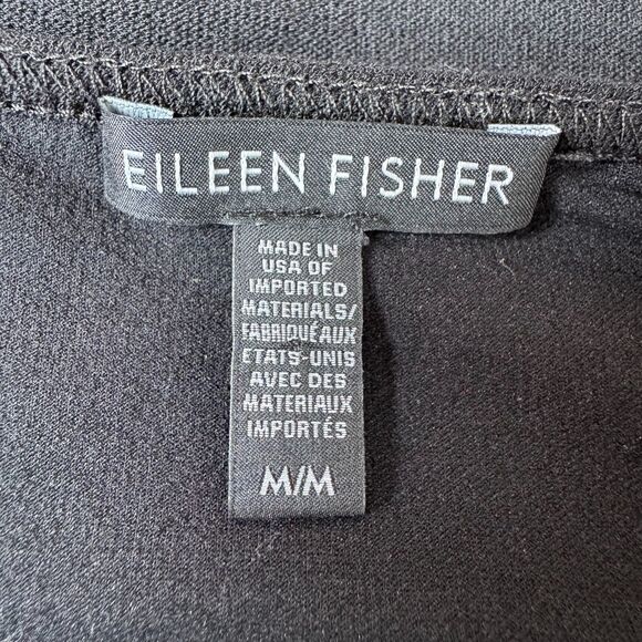 Eileen Fisher Womens Medium Black Tunic Blouse Curved Hem Minimalist Lagenlook - Picture 4 of 11